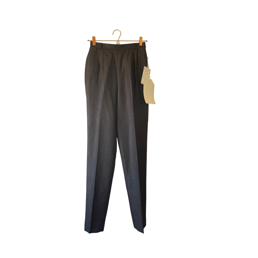NWT vintage Carlisle Indian‎ Silk Trousers Black High Waist Tapered Pants size 0